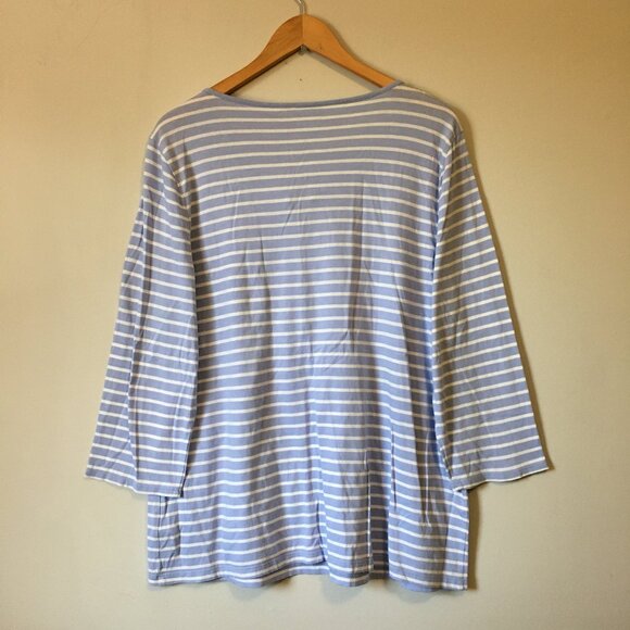 Talbots Cotton Modal Stripes & Lace Tie Up Top - Picture 2 of 14